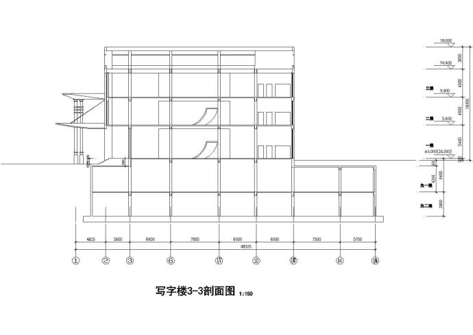 某城市高层写字楼设计施工CAD祥图_图1