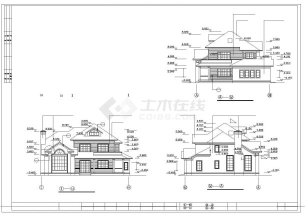 太原市广阳新村某2层砖混结构欧式乡村别墅全套建筑设计CAD图纸-图二