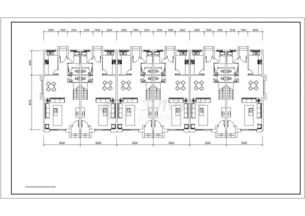 南京市雨花台区某现代村镇3层砖混联排式别墅楼平立面设计CAD图纸-图二