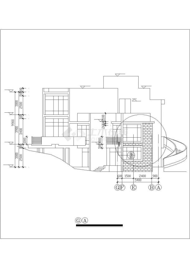 芜湖市某村镇338平米3层混合结构私人乡村别墅平立面设计CAD图纸-图二