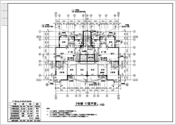 淮安市某小区17层住宅楼平面设计CAD图纸-图二