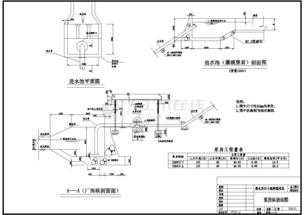 某泵房CAD详细大样完整纵平立剖面图-图一