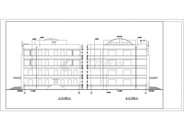 某地区学校四层餐厅及图书馆建筑工程设计cad图（含总平面图）-图一