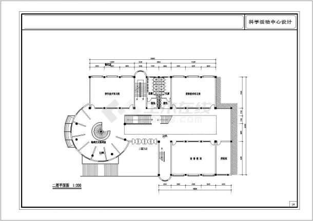 4层坡地某中学科学活动中心建筑设计图-图二