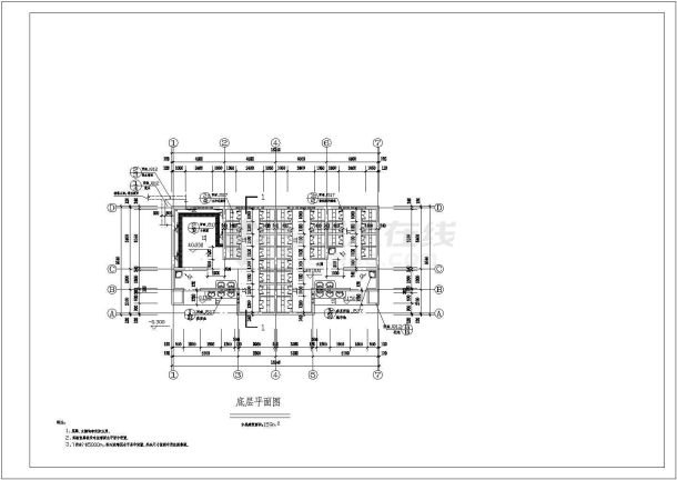 某长18.24米 宽9.54米 1层159平米彝族风格公厕建筑CAD施工图【底层平面 屋面平面 构架平面 1剖面 4立面】-图二