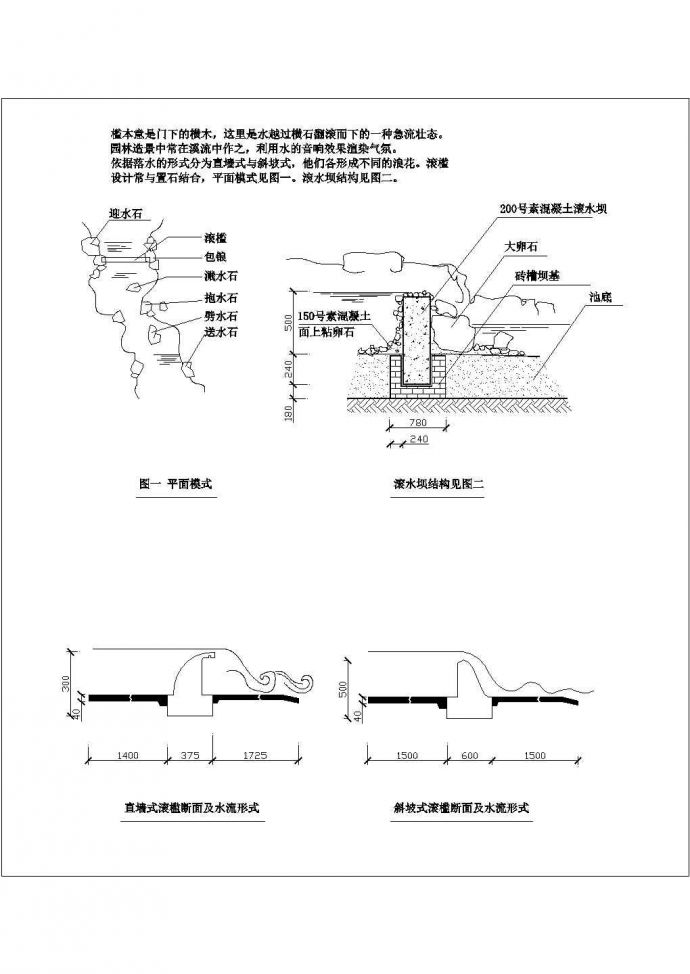 某滚水坝结构设计CAD详细大样图纸_图1