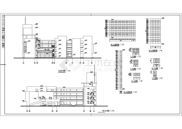 重庆某民族中心四层钢筋混凝图框架结构建筑方案设计CAD图（含设计说明、节点图）-图一