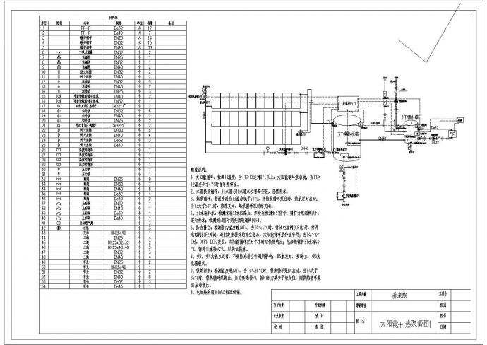 某太阳能热泵热水系统CAD给排水设计图纸_图1
