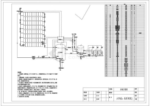 某太阳能热泵热水系统CAD给排水设计图纸-图二
