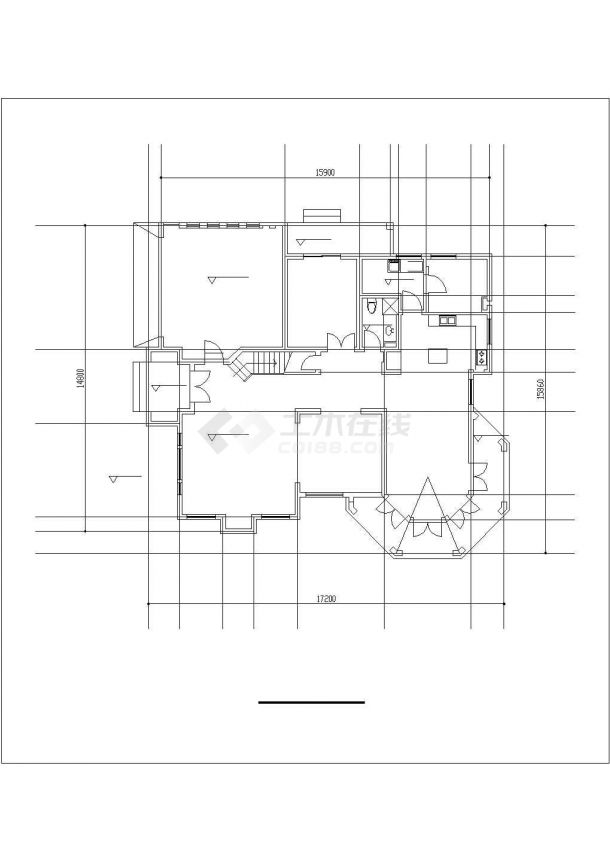 西宁市兰溪村某2层砖混结构乡村别墅平立面设计CAD图纸-图二