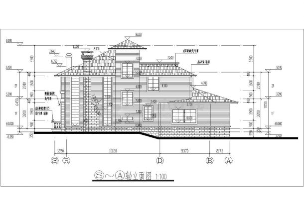 南通市林河新村某3层高档私人乡村别墅立剖面设计CAD图纸-图一