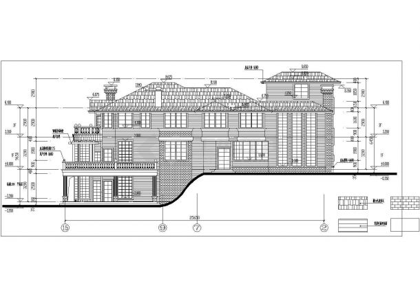 南通市林河新村某3层高档私人乡村别墅立剖面设计CAD图纸-图二