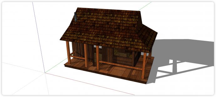 方块瓦顶简易木屋su模型_图1