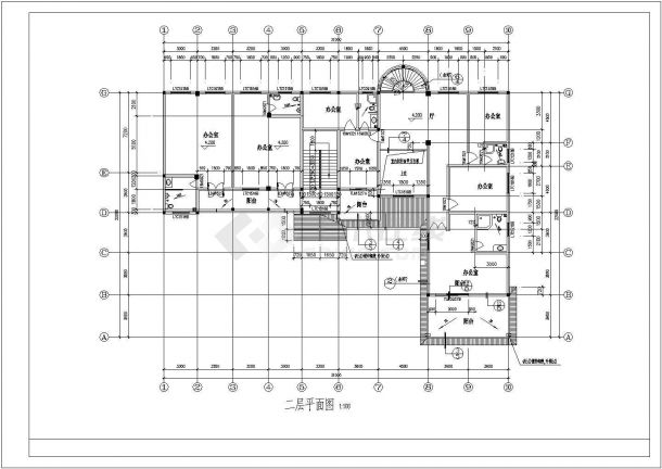 北方某经典办公楼建筑方案设计CAD布置图-图二