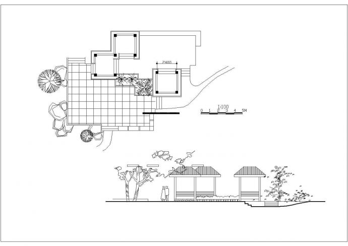 济南市某植物公园内部古典景观亭建筑设计CAD图纸_图1