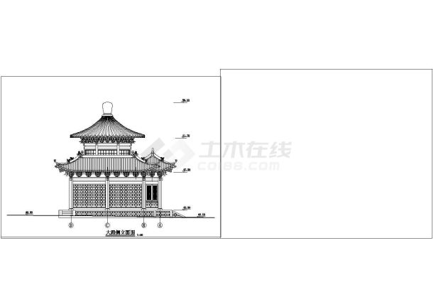 某地区古建筑碑亭正立面施工图-图二