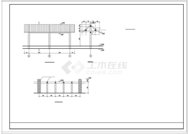 仿古草堂建筑结构cad全套图纸-图一