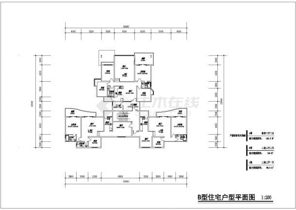 南京市某高档小区住宅楼热门户型平面设计CAD图纸（9张）-图一