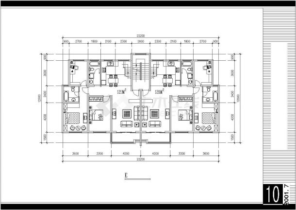 西安市某沿街7层商住楼全套建筑设计CAD图纸-图二