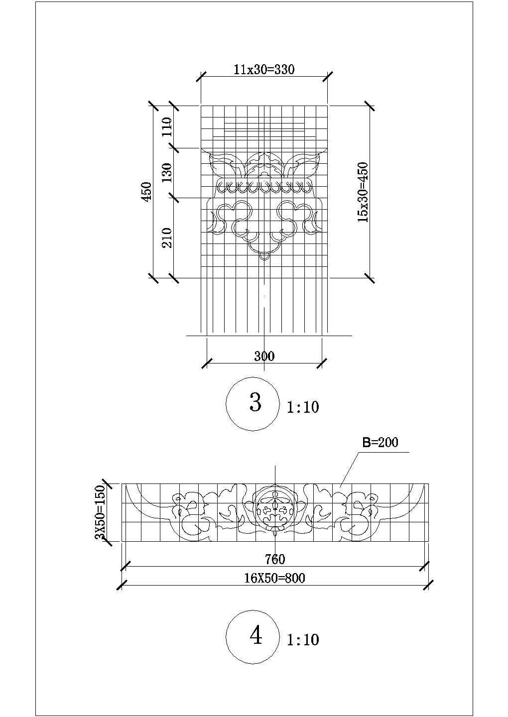 西藏很普遍的门楼cad样式 图