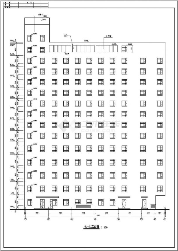 12171平米钢筋混凝土框架结构高层宾馆建筑施工图纸（含设计说明）-图二