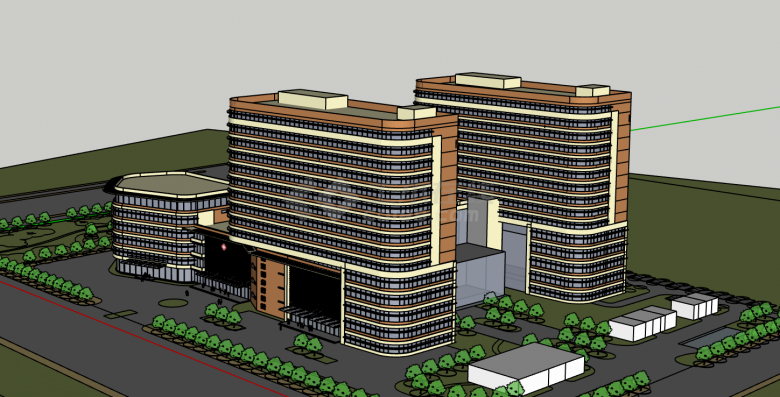 某地医院建筑设计方案su模型-图一