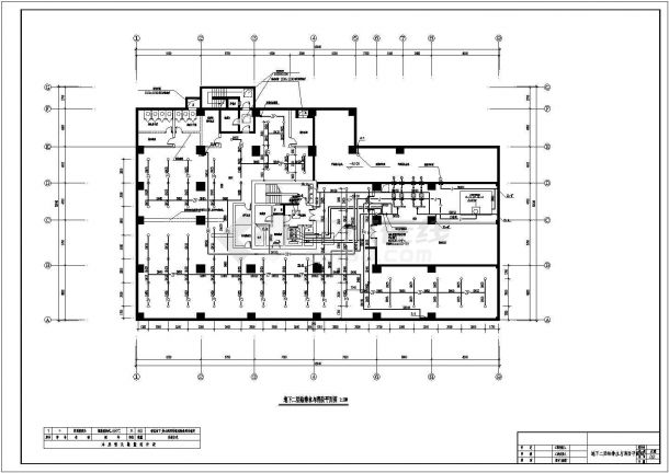 某长45.94米 宽26.7米 地下2地上26层商住楼给排水CAD设计（说明 各层给排水与消防平面图 厨卫大样 给排水系统图 管道安装大样）-图一