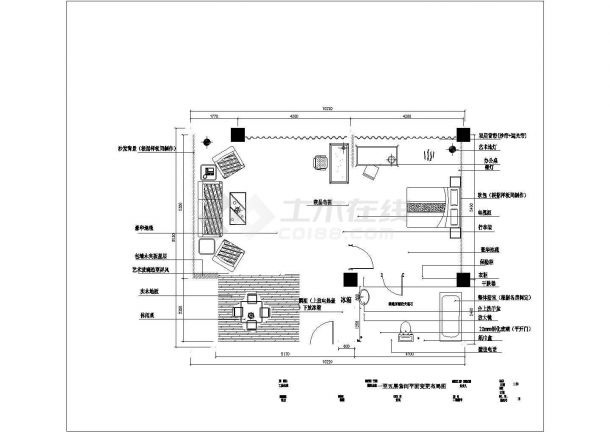 新疆某宾馆贵宾楼装修施工设计cad图，含设计说明-图二