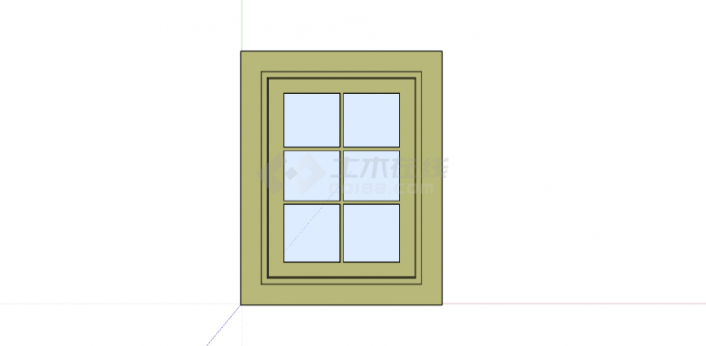 绿色边框矩形窗户su模型-图二