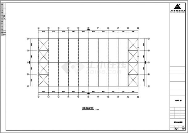 某公司67米x54米钢结构工程结构设计CAD图-图二