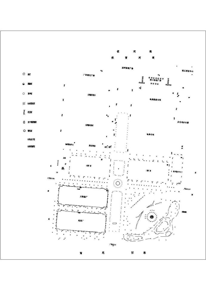 【浙江】某工厂景观照明亮化工程布灯电气施工图_图1
