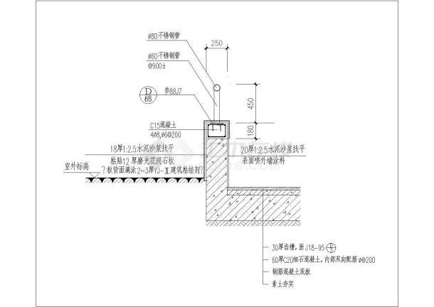 某车库坡道扶手CAD详细构造图-图一