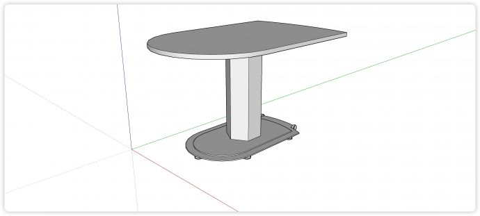 带轮子可移动半弧形办公桌su模型_图1