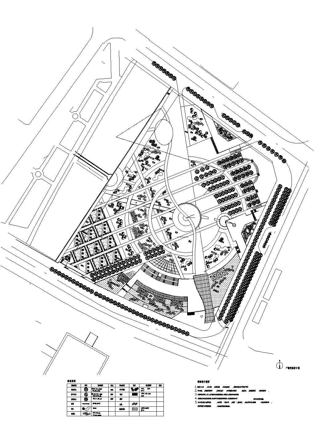 某广场绿化景观种植规划设计施工详细方案CAD图纸