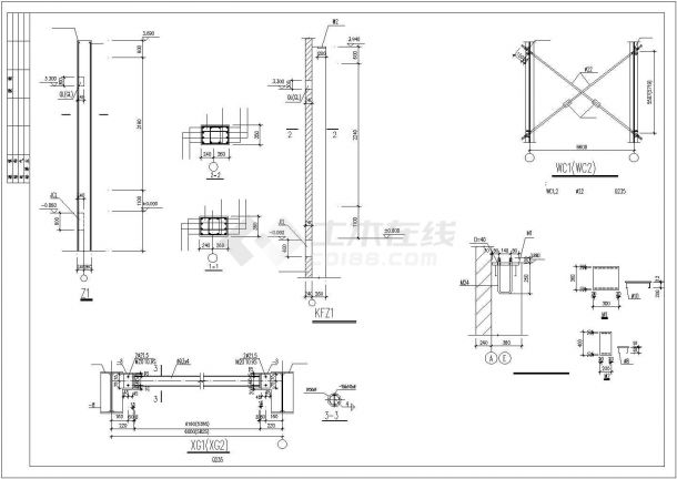 南方地区单层钢结构纺织品公司活动室结构CAD施工图-图二