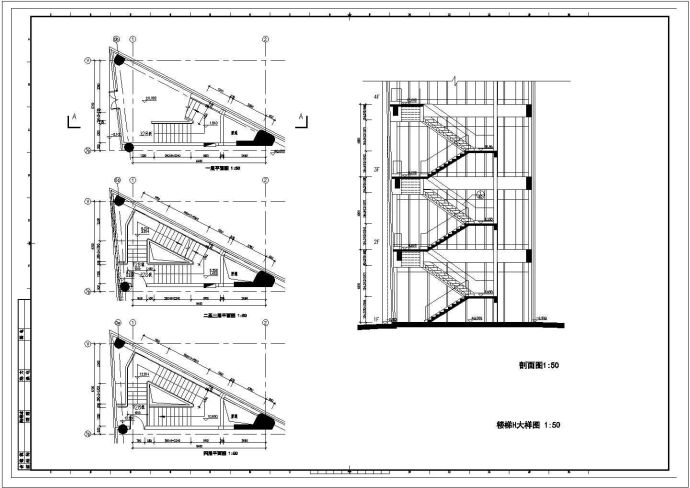 某楼梯CAD完整构造详细图纸_图1