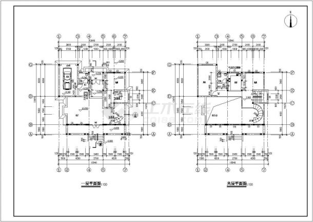 衡水市某村镇254平米2层混合结构独栋别墅建筑设计CAD图纸（含夹层）-图二