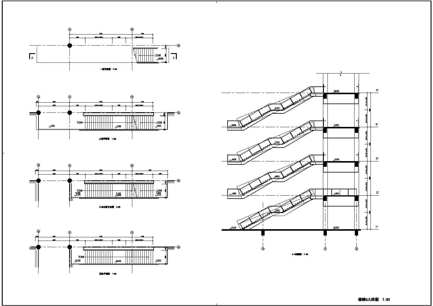 某单跑楼梯CAD完整构造施工图