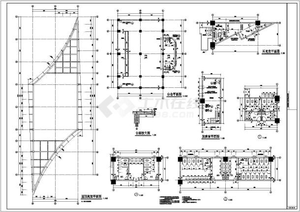 中学教学楼建筑施工CAD布置图-图二