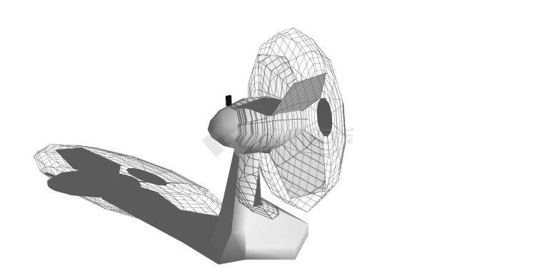 电器白色台式电风扇su模型-图二