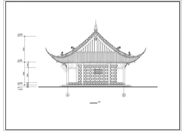某地庙宇建筑全套设计CAD施工图纸-图二