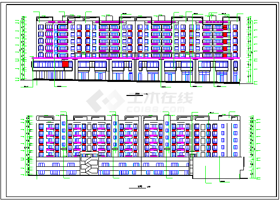 宜和花园多层框架结构商住楼设计CAD全套建筑施工图（含设计说明）-图二