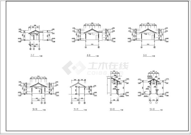 三套古建别墅cad建筑设计施工图-图二