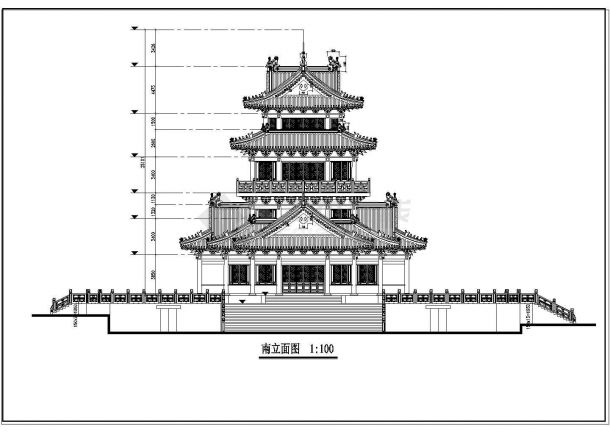 某地区望海楼建筑设计平立剖图-图二