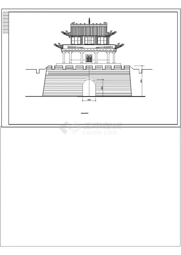 修补长城古建设计CAD施工图纸-图二