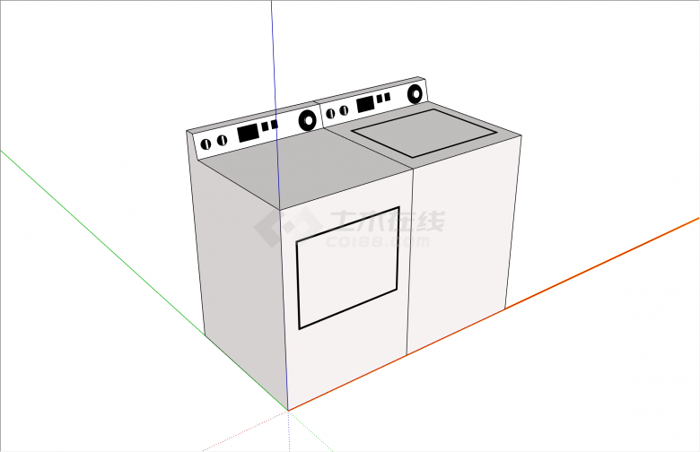 现代双桶洗衣机电器su模型-图二