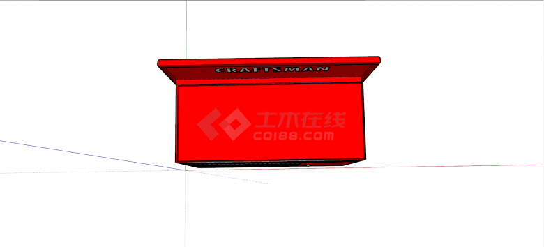红色可移动式工具柜su模型-图二