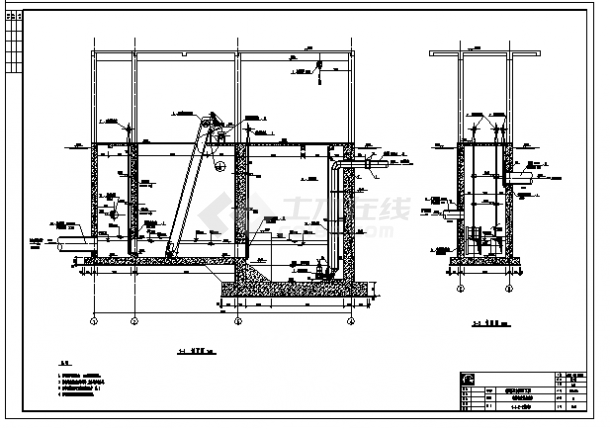 东莞某污水处理厂粗格栅及进水泵房施工cad图，共七张-图二