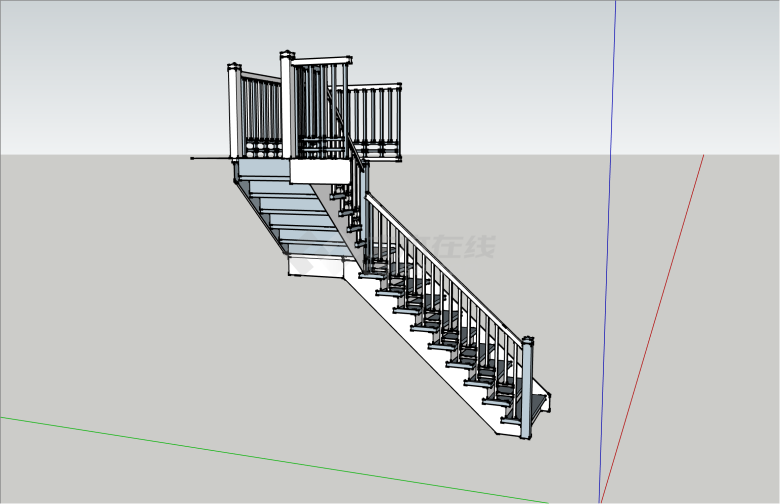 现代经典楼梯扶手su模型-图二