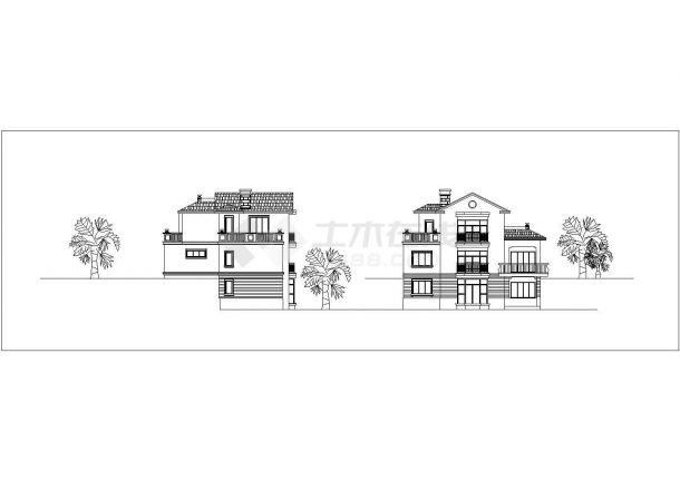 262+326平米两套2层砖混结构独栋单体别墅全套建筑设计CAD图纸-图二